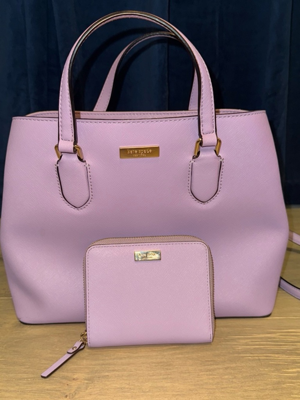 kate spade Lavender Pink Saffiano Tote with Matching Wallet